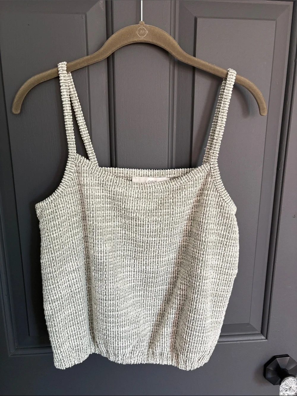 LOFT Cream Textured Knit Tank